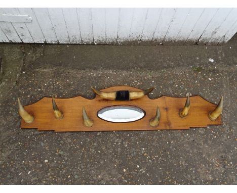 Cattle horn coat rack with mirror L130cm approx&nbsp;