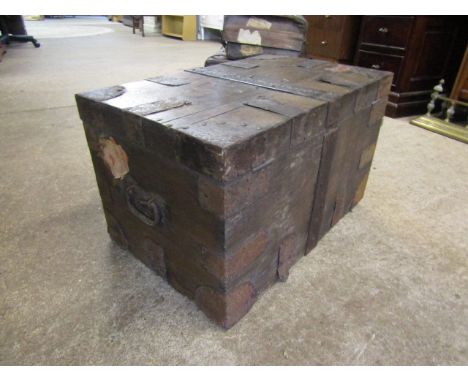 Vintage wooden banded trunk owned by Rev John Dixon Wortley author of' Downham Market it's churches &amp; history'