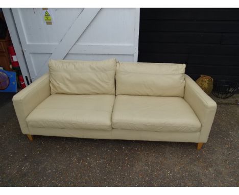 Cream leather 3 seater sofa&nbsp;