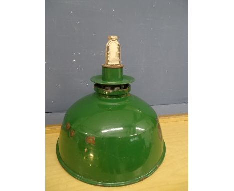 Vintage enamel pendant lamp shade. H40cm Diameter 43cm approx&nbsp;