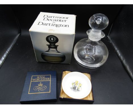 Dartmoor decanter by Dartington and Royal Worcester dish in box