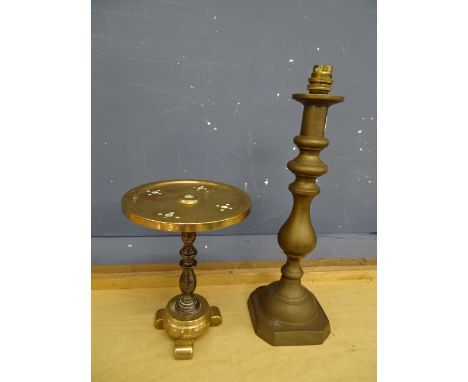 Brass table lamp base in need of re-wiring and miniature Trench Art? table/stand&nbsp;