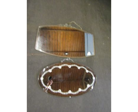 2 vintage mirrors one with etching detail