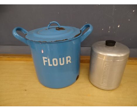 Vintage enamel Flour bin and coffee jar&nbsp;