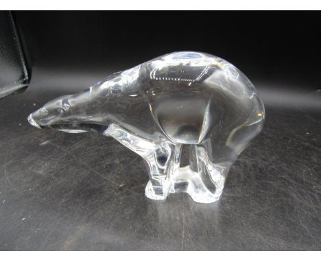 A Baccarat polar bear  signed on leg and stamped on base 18cmL 12cmH Condition report-no chips or losses, a few light surface