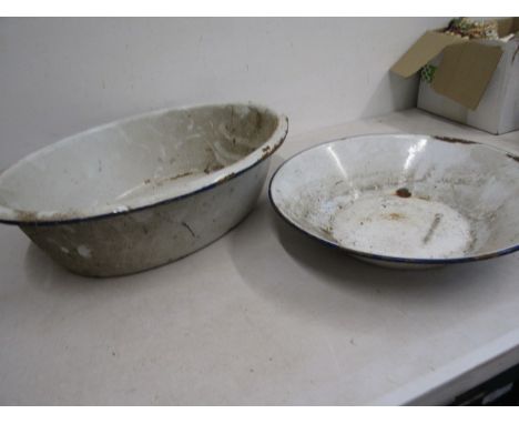 ENAMEL BASIN AND BOWL