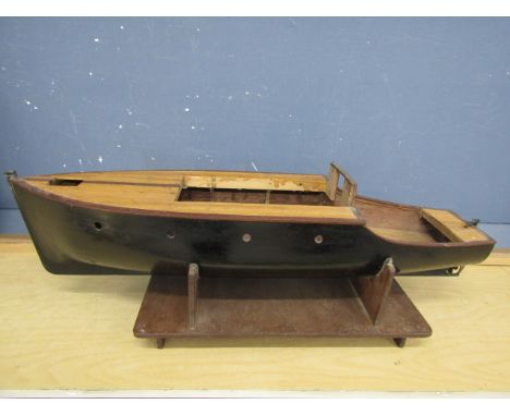 Scratch built model boat with engine 78x23cm approx