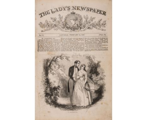 Periodical.- The Lady's Newspaper, 4 vol., vol. 3 with 2 hand-coloured etched plates, occasional "The Ladies Newspaper" red i