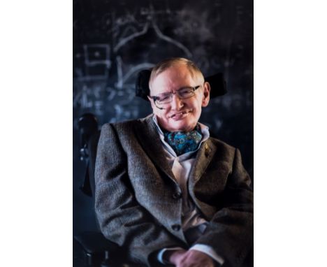 Hawking (Stephen) Portrait photograph with stamped signature to verso, accompanying letter of provenance, 150 x 100mm., Cambr