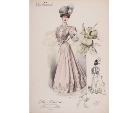 NO RESERVE Fashion.- 19 hand-coloured fashion plates from "Chic Parisien", trimmed, occasionally cropping image or imprint, a