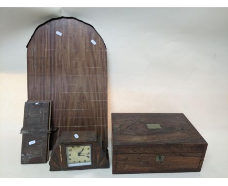 A mixed lot to include a 19th century rosewood writing slope, Art Deco clock and other itemsLocation: 