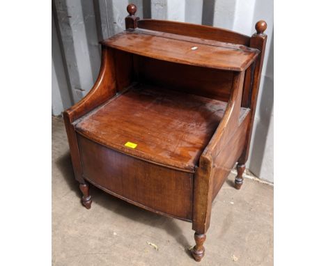 An early 19th century mahogany bow fronted bedside commode, 76cm h x 57cm wLocation: 