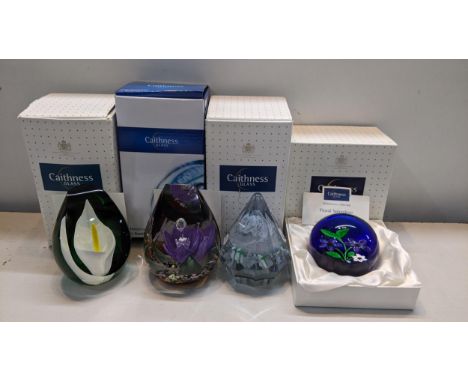 Four boxed Caithness paperweights to include Prince Phillip Clematis, calla Lily and othersLocation: 