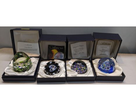 Four boxed Caithness paperweights to include Double Harlequin Regency stripe and othersLocation: 