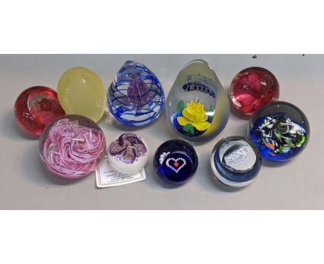 Ten mixed paperweights to include a Caithness Prestige limited edition numbered 4/60 Location: 