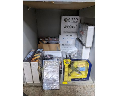 A collection of model aeroplanes to include Atlas Editions, Jet Age military aircraft, classic props and others.Location: 