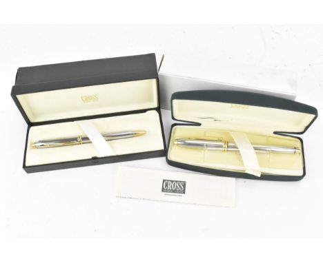 A Cross Townsend Medalist chrome ballpoint pen and fountain pen, in the Art Deco design, both with original box and outercase