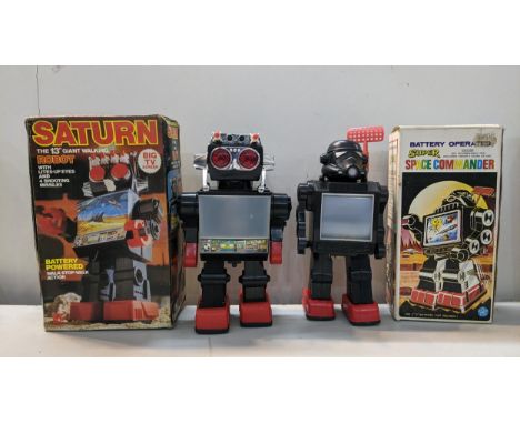 Two boxed vintage robot toys to include a Saturn the 13" Giant waling robot and a Super Space CommanderLocation: 