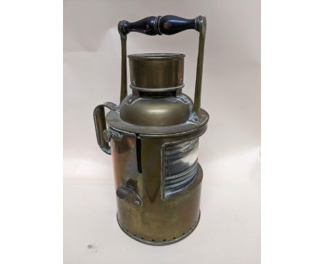 An early 20th century brass signal lamp, 36cm hLocation: 