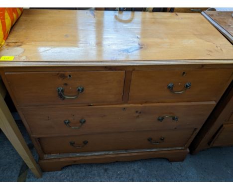 Victorian pine chest of two short and two long drawers on bracket feet 80cm h x 89cm x 43cm Location: 