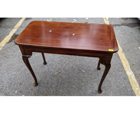 Early 20th century mahogany and beech side table on four carbide legs 74h x 99w Location: 