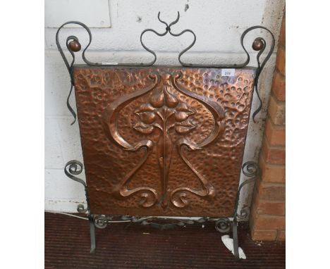 Arts and Crafts copper and iron firescreen 