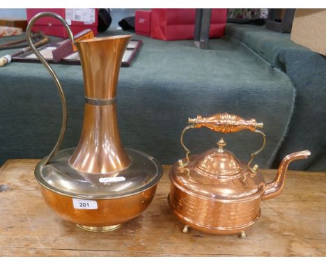 Copper jug and kettle 