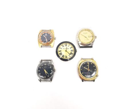 Five gentleman's automatic vintage watches, including an Empress Datomatic with a gold face, a 1960's Old England watch with 