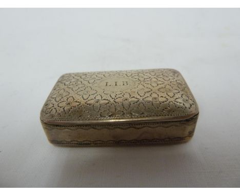 A Georgian silver snuff snuff box, rectangular, the cover decorated with quatrefoil florets about a reserve with monogramme L