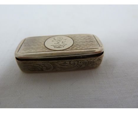 A Victorian small size vesta or lucifer match case, rectangular with engine turned top and circular created reserve, a strike