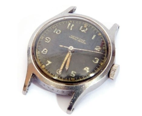 Second quarter of the 20th century mid-sized stainless steel cased wrist watch, the face inscribed "Glycine, Bienne-Geneve", 