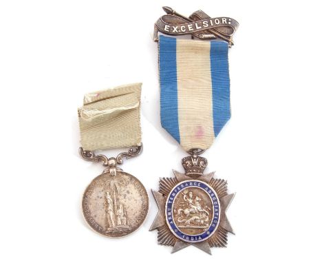 Two Victorian silver Indian Army temperance medals, the first with obverse depicting two figures beneath a palm tree inscribe