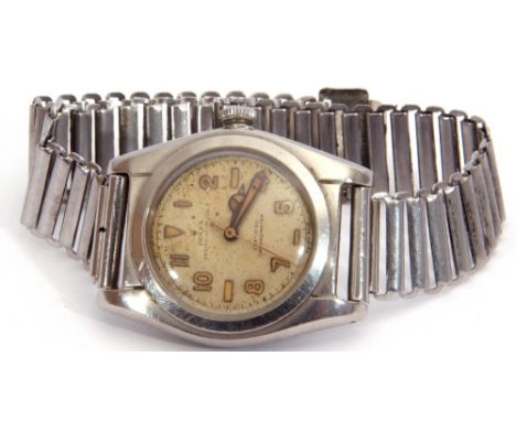 Gent's 1940s Rolex Oyster Perpetual Certified chronometer with stainless steel case, bubble back, screw down winder and havin