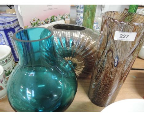 Three art glass vases