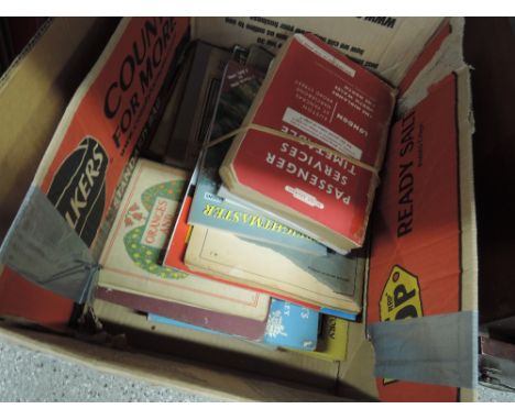 A box of vintage childrens volumes including Alison Uttley and a selection of railway volumumes