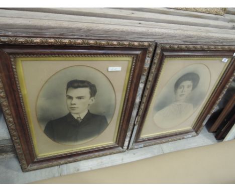 A pair of vintage portrait photographs