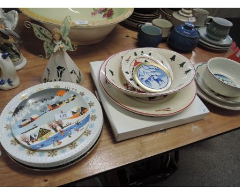 A selection of christmas plates including Poole and Masons etc