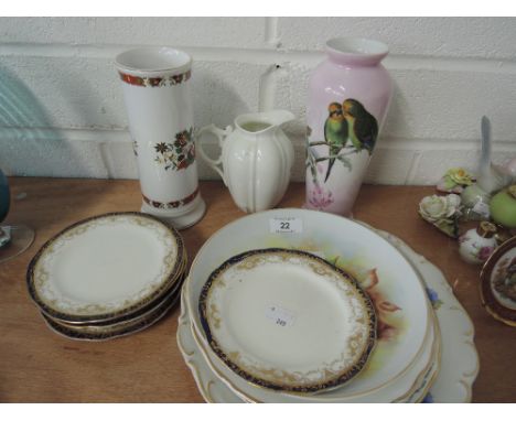 A selection of cabinet plates and collectors plates including Royal Albert Poppy Fields, five Hammersley plates, vases etc