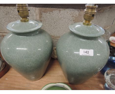 A pair of ceramic table lamps