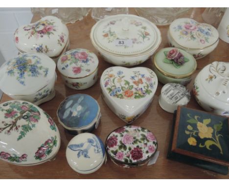 A selection of trinket boxes including Wedgwood, Aynsley, Minton and Goebel etc