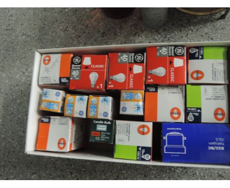A box of various sized light bulbs
