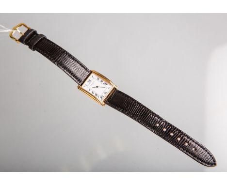 Damenarmbanduhr "Gondolo" 750 GG (Patek Philippe, Schweiz, 1950/60er Jahre), eckige Form,weißes Zifferblatt m. schwarzen röm.