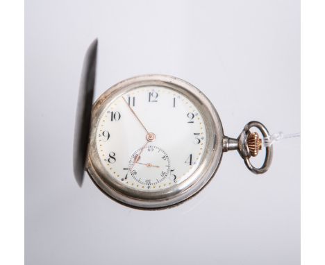 Herrentaschenuhr 800 Silber (Hersteller, unbekannt, wohl um 1900, Jugendstil), Niello-bzw. Tulaverzierung, Löwenzahndekor, we