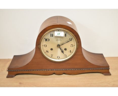 A 1930s Napolean hat mantel clock, having beaded detail to base,'S Tree 121 Gt Dover Street London,S.E'