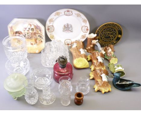 ROYAL DOULTON SERIESWARE, Poole, Sylvac, Hornsea plates and figures, with a collection of cut glass