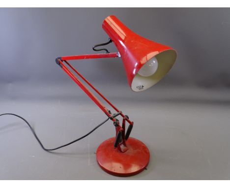 ANGLEPOISE MODEL 90 RED PAINTED LAMP ON A CIRCULAR BASE E/T