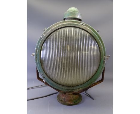 VINTAGE CIRCULAR SEARCH LIGHT TYPE LAMP, 62cms H, 42cms diameter