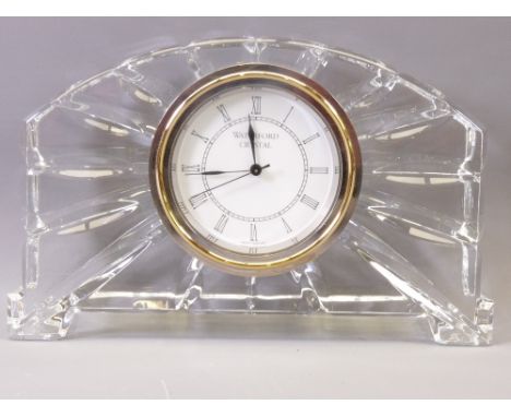 WATERFORD CRYSTAL GLASS MANTEL CLOCK, 11cms H, 17cms W