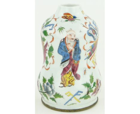 Oriental porcelain lamp base, 
height 8.5".