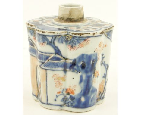 An Antique Japanese porcelain tea caddy,
of lobed form, height 3.5".